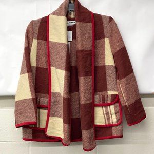Free People x Carleen Scarf Jacket One Of A Kind Wool Blanket Plaid XS New